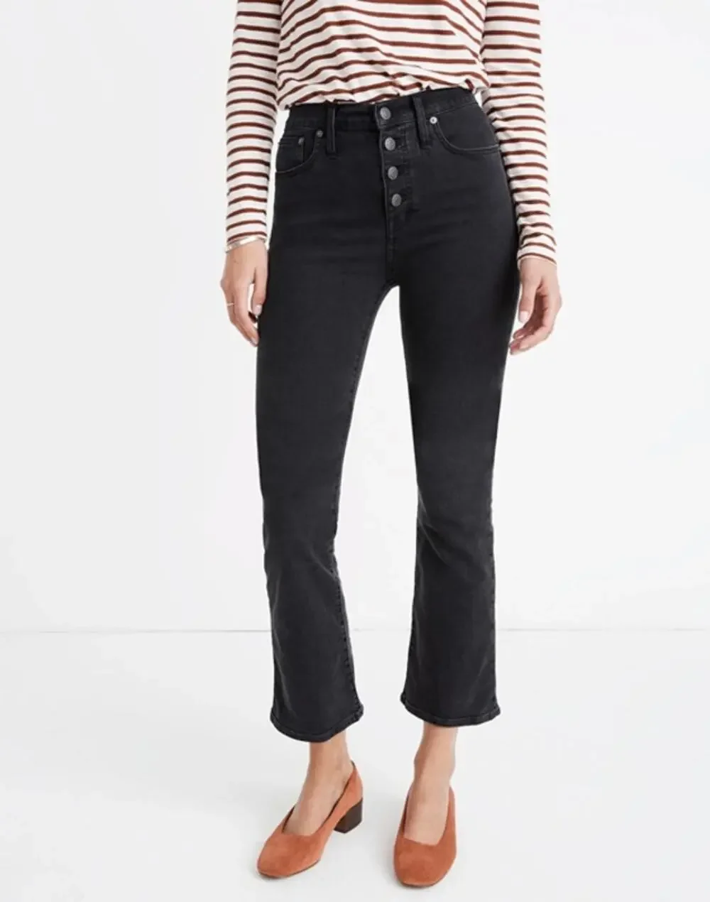 Madewell Cali Demi-Boot Jeans in Bellspring Wash Button-Front Edition